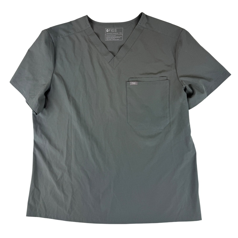 Figs Leon Scrub Top Mens XXL Grey V-Neck One-Pocket Technical M21SW1027